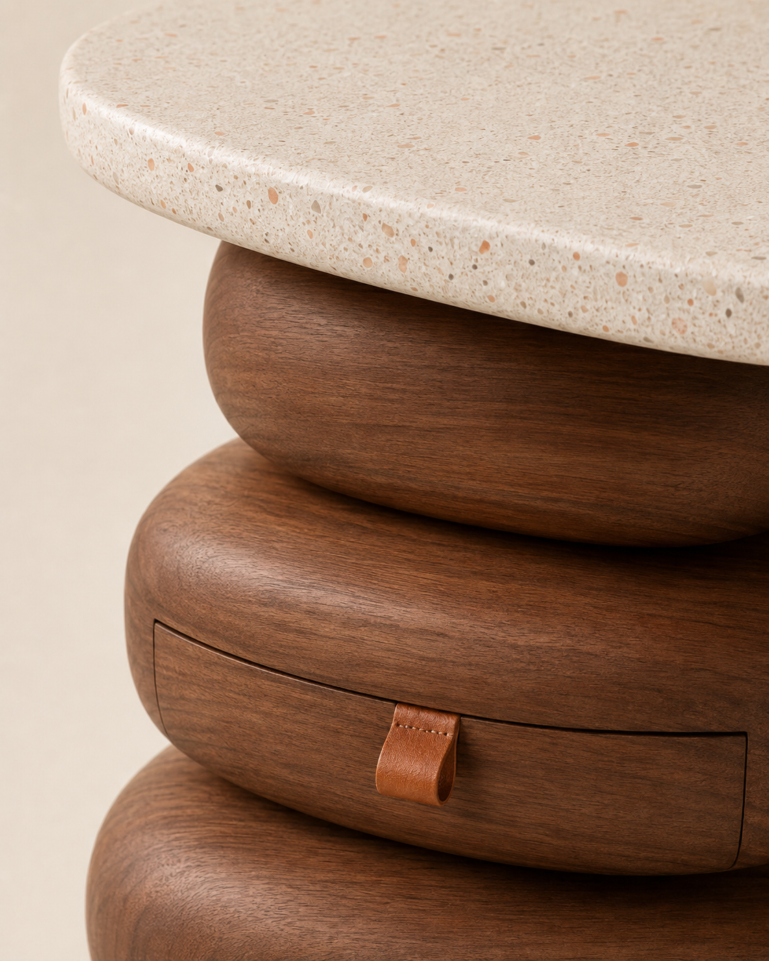 Cairenne Stack Terrazzo Side Table with Hidden Drawer
