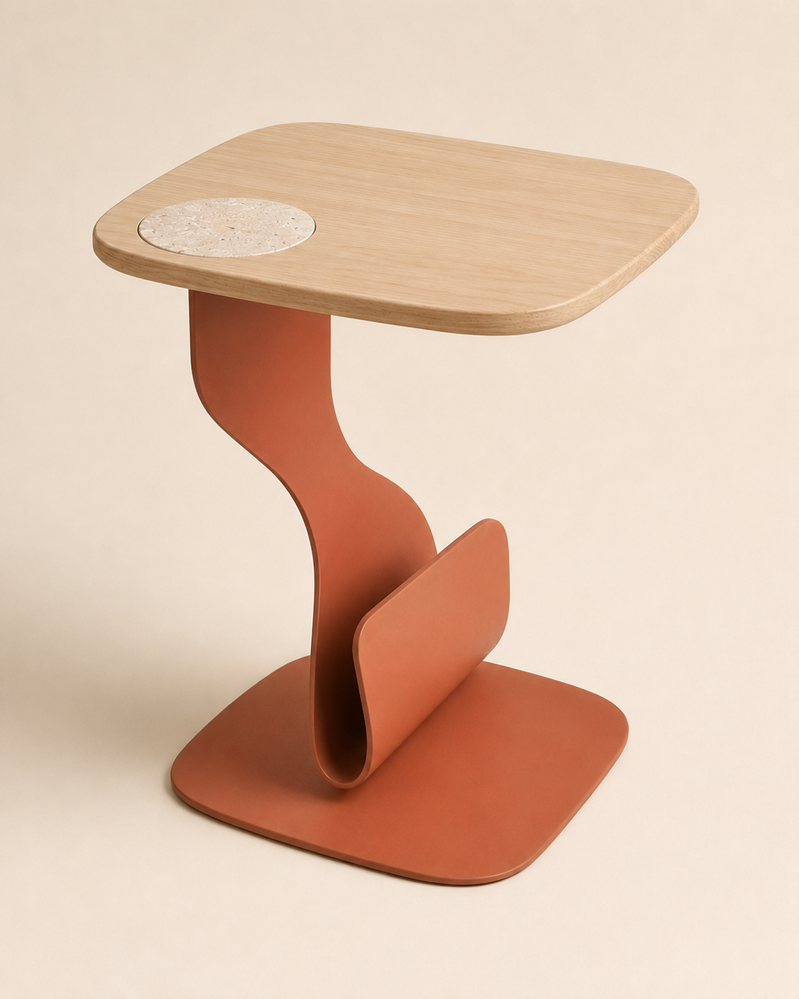Evara Ribbon Side Table with Travertine Insert