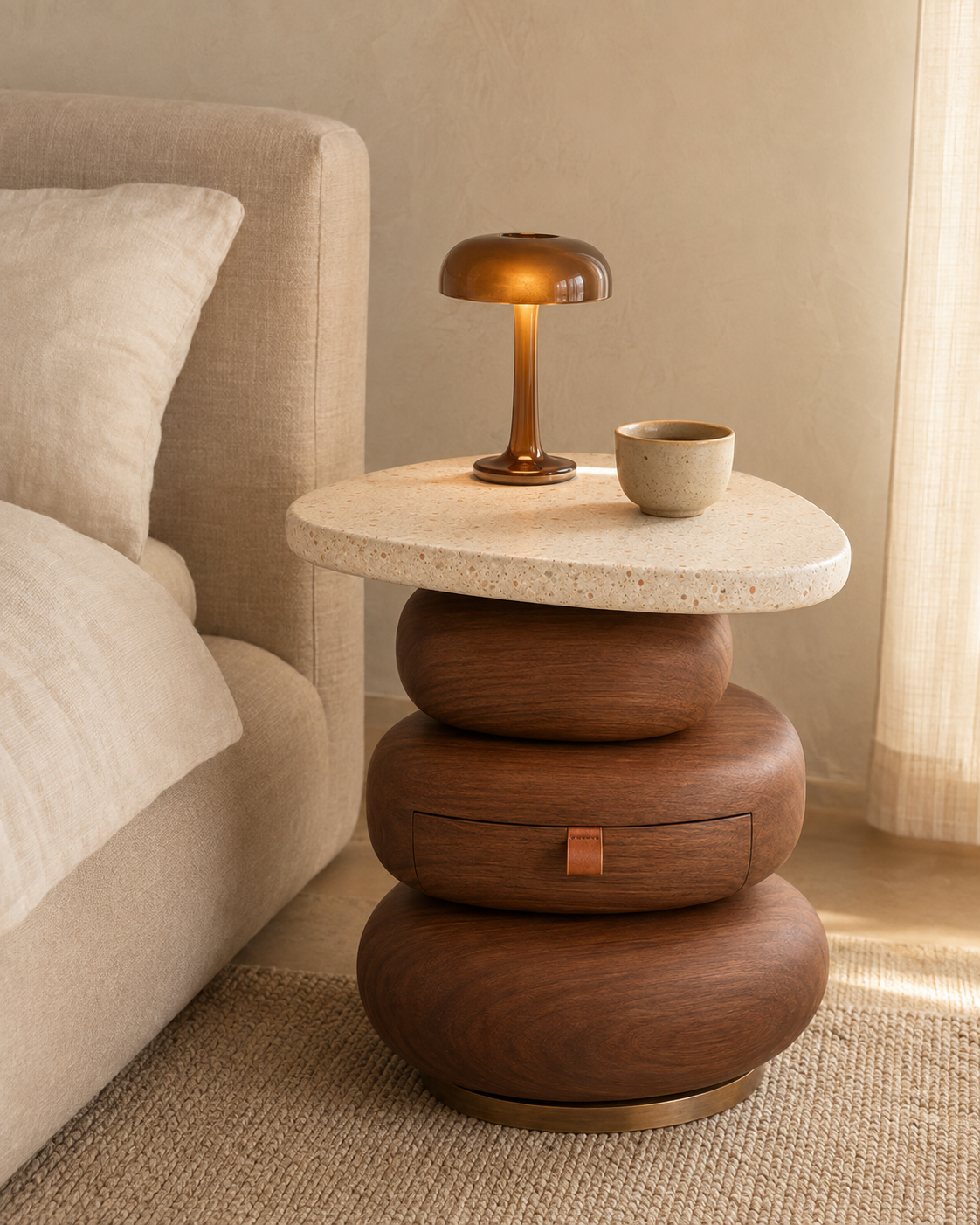 Cairenne Stack Terrazzo Side Table with Hidden Drawer