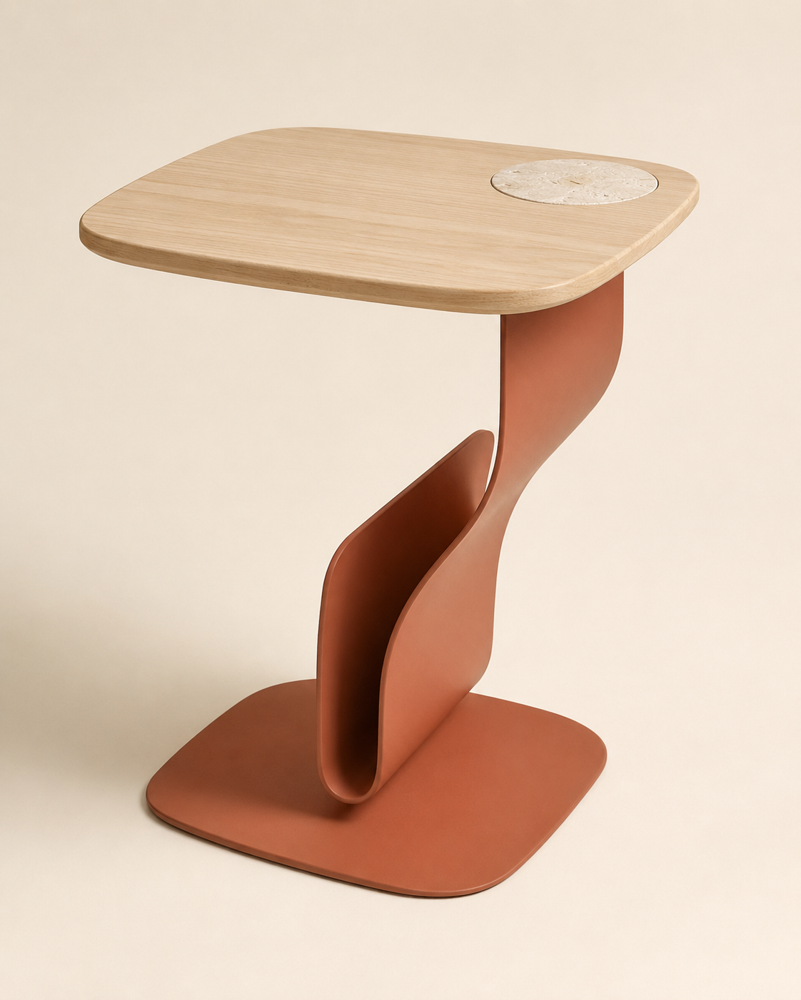 Evara Ribbon Side Table with Travertine Insert