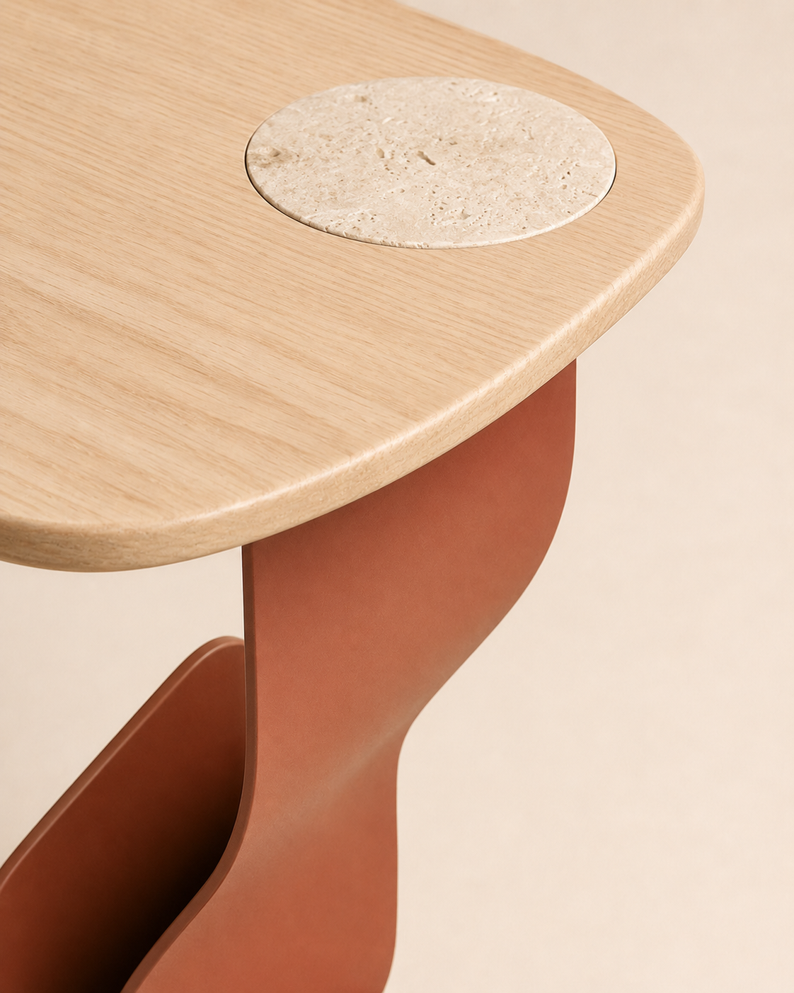 Evara Ribbon Side Table with Travertine Insert