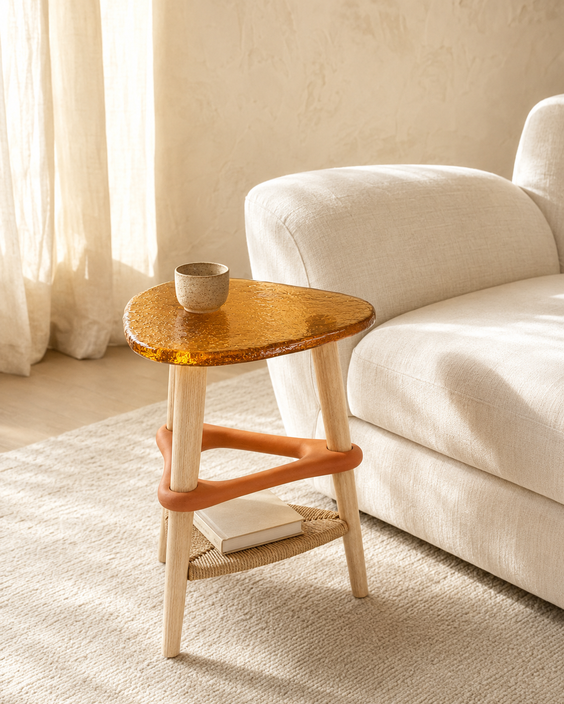 Orlina Halo Amber Glass Side Table
