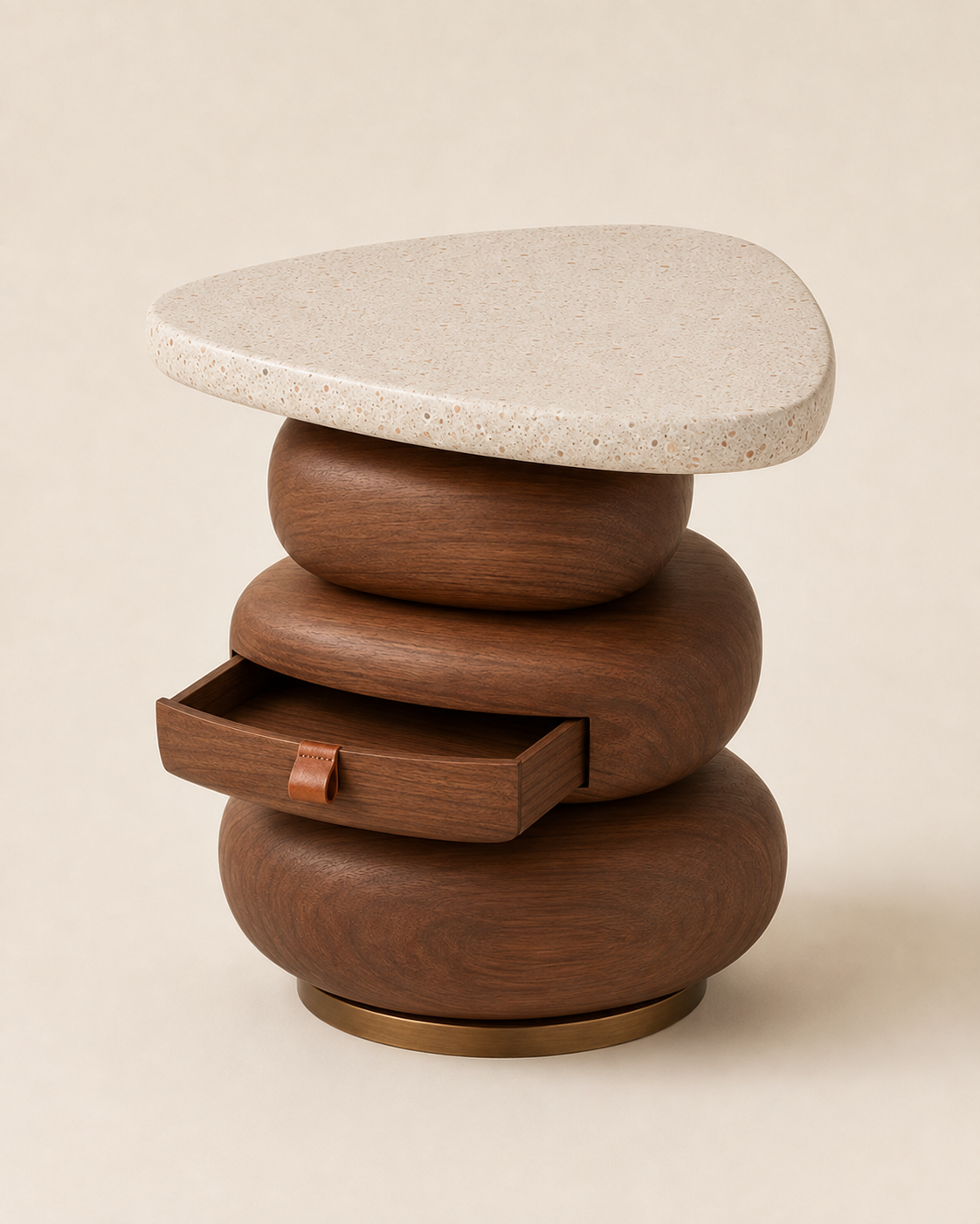 Cairenne Stack Terrazzo Side Table with Hidden Drawer