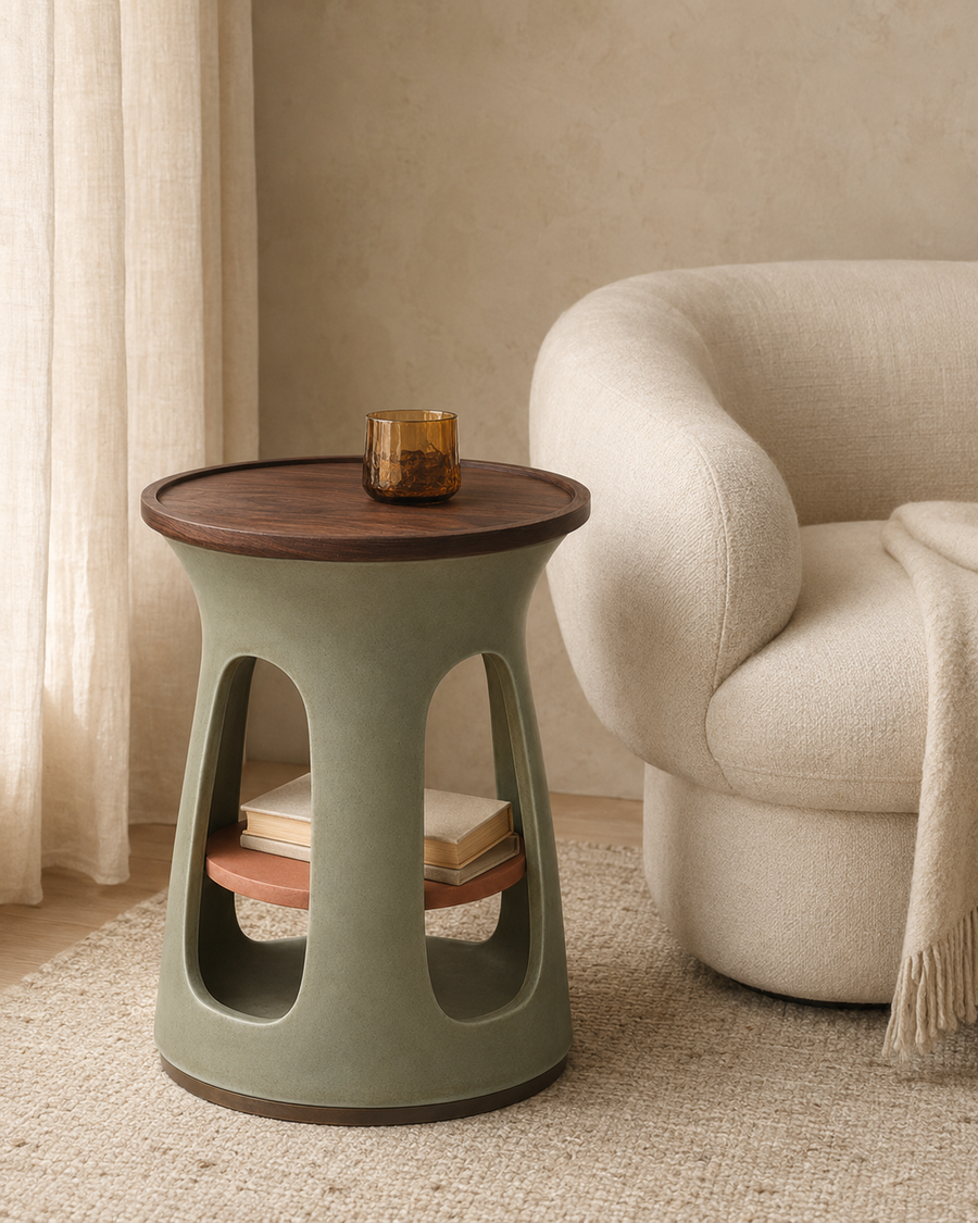 Selune Lantern Side Table with Open Storage